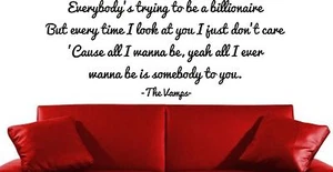 THE VAMPS SOMEBODY TO YOU WALL ART ABZIEHBILD AUFKLEBER TEXTE MUSIK - Bild 1 von 1
