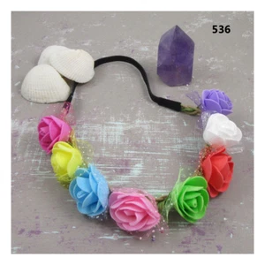 Festival Head Piece  Foam Flowers Elasticated Colourful Party Bridal Summer 536 - Picture 1 of 3