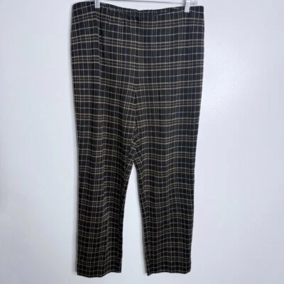 J. Jill Ponte Slim Leg Plants Plaid Black And Tan Pull On Size Large Petite - Image 1 of 4