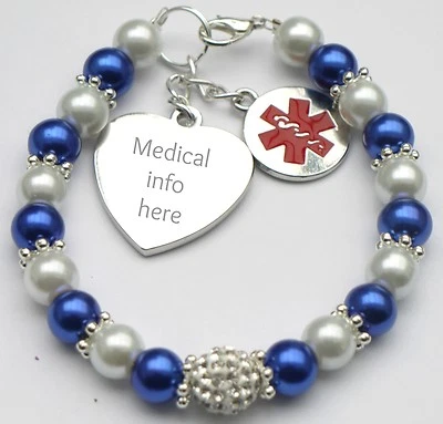 Damen Kinder Mode medizinischer Ausweis Warnung Identität Armband Kontakt Allergie Informationen