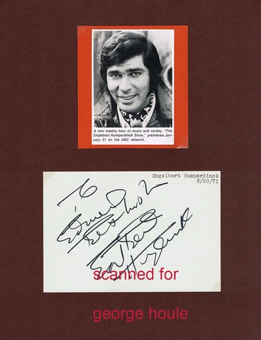 ENGELBERT HUMPERDINCK - SIGNED - SINGER - ENGLISH - RELEASE ME Cover