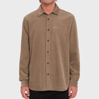 VOLCOM - Mens Zander Long Sleeve Shirt - Teak - Casual Corduroy Shirt - Image 1 of 2