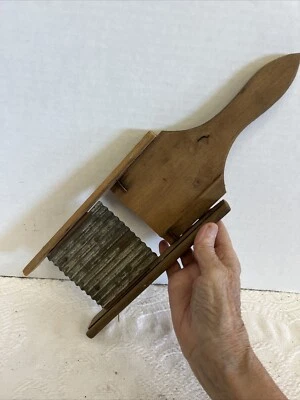 vintage primitive cabbage cutter wood/metal serrated bladed - Image 1 of 4