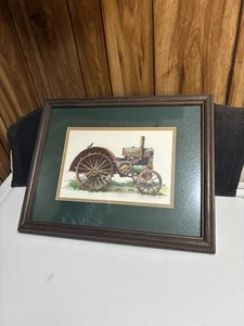 Etwa 16 x 13 Sharon Petersen Vintage John Deer Bild/Zeichnung im Holzrahmen - Bild 1 von 8
