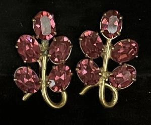 Gold Plated Pink Crystal Spray ScrewBack Earrings - Picture 1 of 2