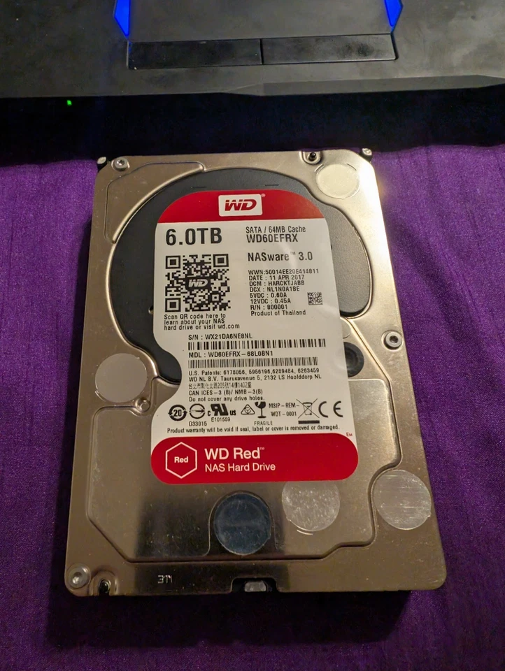 Western Digital WD Red 6TB Hard Drive WD60EFRX SATA 3.5 Nasware 3.0 read details - Image 1 of 4
