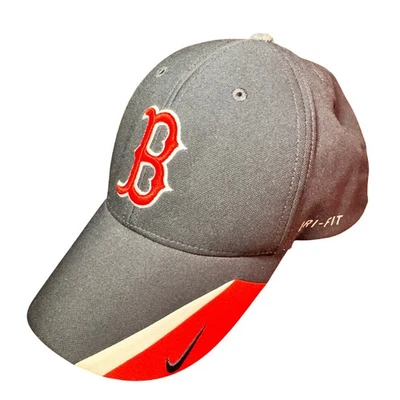 Nike Boston Red Sox MLB Dri-Fit Baseball Cap Hat Gray Red B Logo - Image 1 of 4