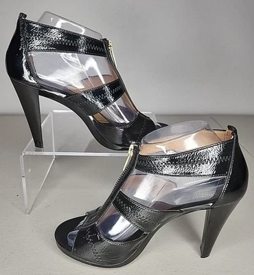 MICHAEL KORS Berkeley BLACK PATENT LEATHER ZIP FRONT PUMPS SIZE 8 M PW16G - Image 1 of 4