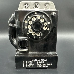Vintage Black Rotary Pay Telephone Ceramic Coin Bank Piggy Bank. - Picture 1 of 6