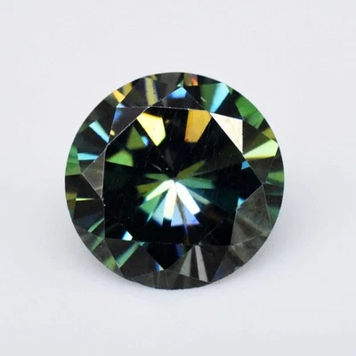 1.05 Ct Bluish Green 6 MM Round Faceted Moissanite Excellent Loose Gemstone - Image 1 of 4