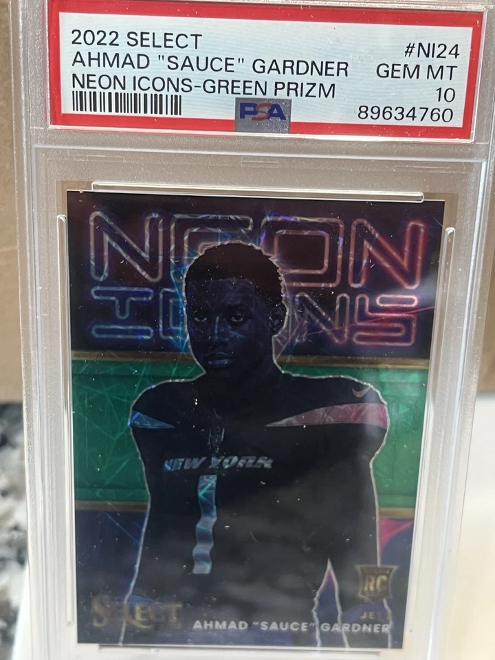 2022 Panini Select Neon Icons Ahmad Gardner #NI-24 Green Prizm /5 (RC) 4/5 Pop 2 - Image 1 of 3