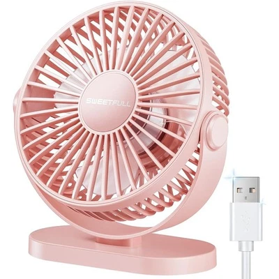 Ventilador de mesa USB portátil silencioso mini ventilador 3 velocidades base antiderrapante rotação 360 - Imagem 1 de 4