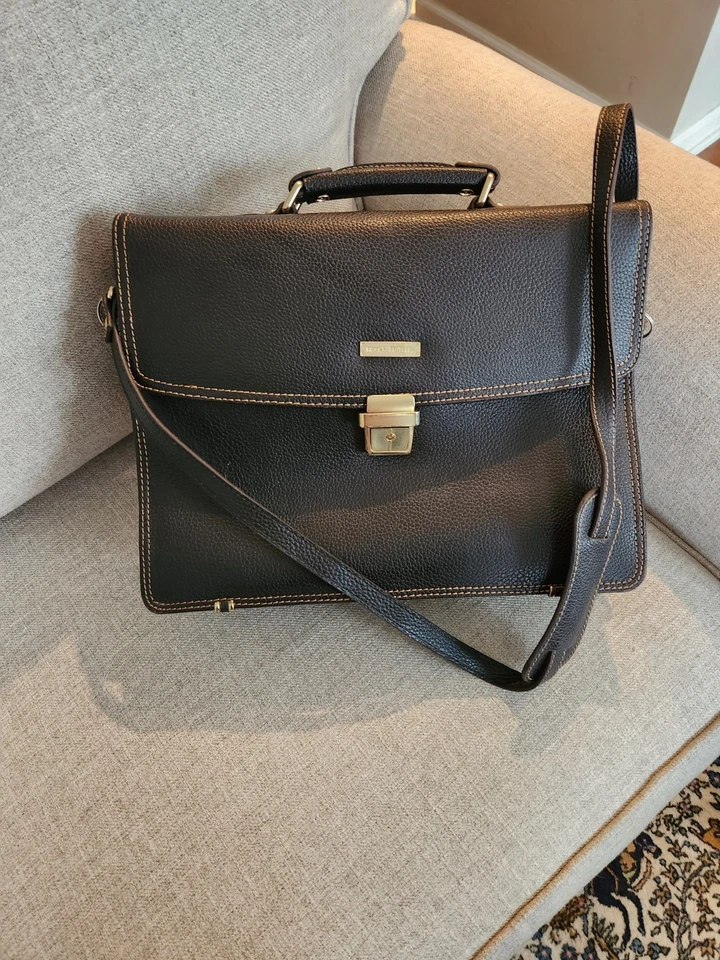 RARO Maletín Brooks Brothers de Colección Bolso para Laptop con Correa y Llave - Pequeño Frotamiento Foto 1 de 4