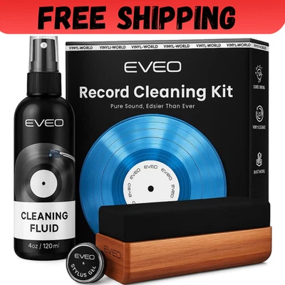Kit de limpeza de discos de vinil EVEO - Kit de limpador de discos de vinil 4 em 1 para discos de vinil - Imagem 1 de 4