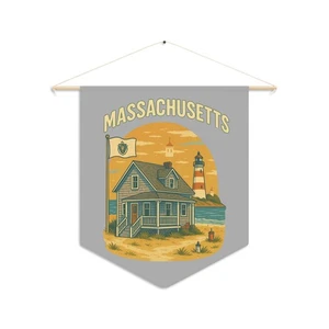 Massachusetts Küstenwimpel Wandbild, maritimes Dekor, Strandhaus NE Stolz - Bild 1 von 5