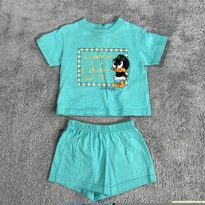 Top corto Looney Tunes Lovables Vintage 1995 bebé dos piezas 18 meses pato lucas - Imagen 1 de 15