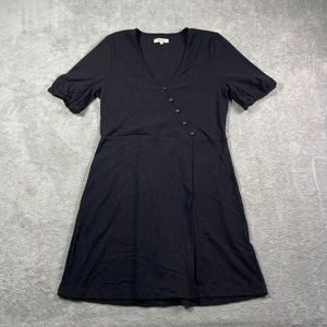 Madewell Kleid mit gekreuzten Knöpfen Damen groß schwarz Strick raffiniert Retro - Bild 1 von 14