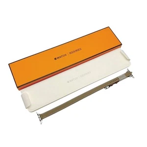 HERMES Leather Apple Watch Strap Double Tour 42mm Etoupe 5.1-6.1 in Wrist - Zdjęcie 1 z 9