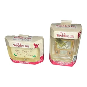 Enesco It’s A Wonderful Life Hanging Ornament Lot x2 Porcelain & Movie Scene NOB - Picture 1 of 2