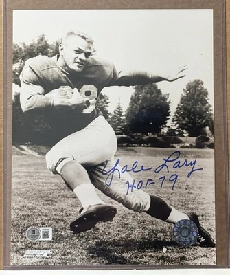 Yale Lary Autographed 8x10 Photo “HOF 79” - Detroit Lions - Beckett COA - Image 1 of 4