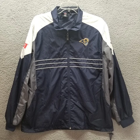 St Louis Rams Mens Jacket Large Blue White Sports Illustrated NFL Football Cover