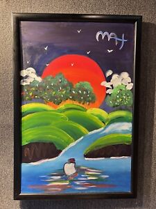 Peter Max Original Painting On Canvas: “Without Borders” COA No Reservations