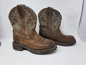 Justin Gypsy Women Brown L9606 Leather Embroidered Pull On Western Boots Sz 6.5 - Bild 1 von 9