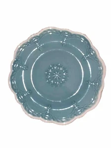 Pier 1 Imports set of 6 Lacy Salad Plate Scalloped Edge Aqua Blue 8” Diameter - Picture 1 of 14