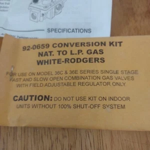92-0659 WHITE-RODGERS Emerson Natural Gas to LP Conversion KIT Gas Valve - Picture 1 of 3