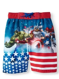 Marvel Avengers Hulk Iron Man Thor Captain America Swim Trunks Shorts Boy 5/6 - Picture 1 of 2