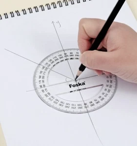 360 Degree 10cm School Transparent Plastic Protractor Ruler Clear Foska 10cm New - Picture 1 of 6