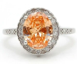 3CT Treated Padparadscha Sapphire & Topaz 925 Sterling Silver Ring Sz 8 &2-4 - Imagen 1 de 3