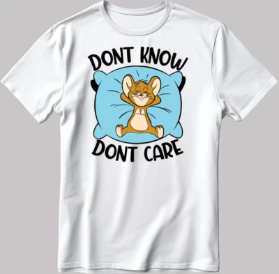 GILDAN Don't Know, Don't Care mouse Short Sleeve T Shirt Men / Woman E025