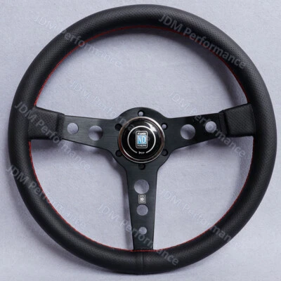 Volante deportivo ND 14"" Nardi cuero perforado radios negros Foto 1 de 4