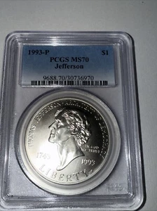 1993-P PCGS MS 70 $1 Jefferson silver dollar - Picture 1 of 2