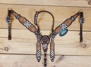 Western Leather Headstall and Breast Collar Tack Set – Finish Line Tooling - Picture 1 of 22