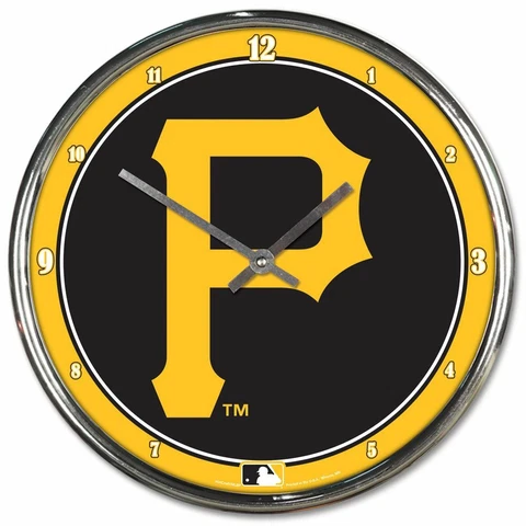 PITTSBURGH PIRATES LOGO 12" CHROME ROUND WALL CLOCK NEW WINCRAFT 🏴‍☠️ Cover
