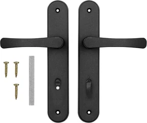 Jeu de Poignées Acier Fermeture Intégré pour Porte WC, Salle de Bain 72 mm Noir - Foto 1 di 9