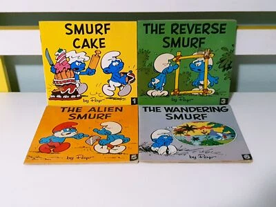 Lot of 4x Vintage Smurf Mini Books! The Wandering Smurf, Smurf Cake & More! - Image 1 of 4