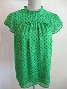 NWT CAROLINA BELLE MEDIUM GREEN PRINT LINED BLOUSE W/CAP SLEEVES - Picture 1 of 12