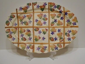 Handbemalte italienische Keramik große 18" Servierplatte, Herbstblätter & Blumen - Bild 1 von 4