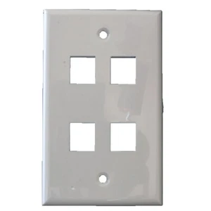 50- 4 Port Keystone Cat5 Cat6 RG6 Network Face Plate White - Picture 1 of 5