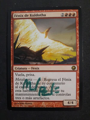 MTG SPANISH Kuldotha Phoenix-Artist Signed (Mike Bierek) - Scars of Mirrodin #95 - Image 1 of 3