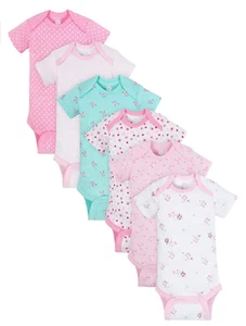 NEW ~ Wonder Nation Baby Girls Short Sleeve Bodysuits, Assorted 6pk (Newborn) - Picture 1 of 1