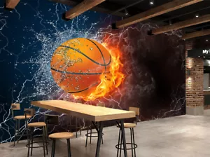 3D Basketball Flame 84 Wall Paper Murals Wall Print Wall Wallpaper Mural AU Kyra - Picture 1 of 6
