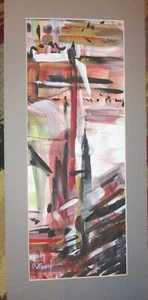 Opera astratta incorniciata artista Asheville Cathy Searle guazzo su carta - Foto 1 di 12