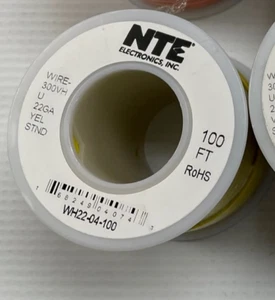 NTE WH22-04-100 22 AWG Gauge Stranded Hook Up Wire Yellow 100 ft  UL1007 300V - Picture 1 of 1