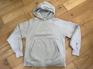 Champion Sudadera Tejido Inverso Para Hombre Pequeña Calentamiento Sudadera con Capucha Gris Logo - Imagen 1 de 13