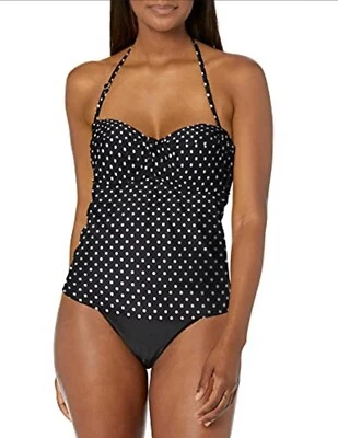 CATALINA Conjunto de traje de baño de dos piezas bandeau a lunares negros talla L para mujer Foto 1 de 4
