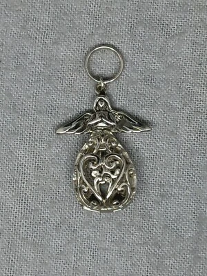 Medallón Ángel Tono Plata De Colección Cristal Oración Colgante Corazón Firmado 1.5" Foto 1 de 4